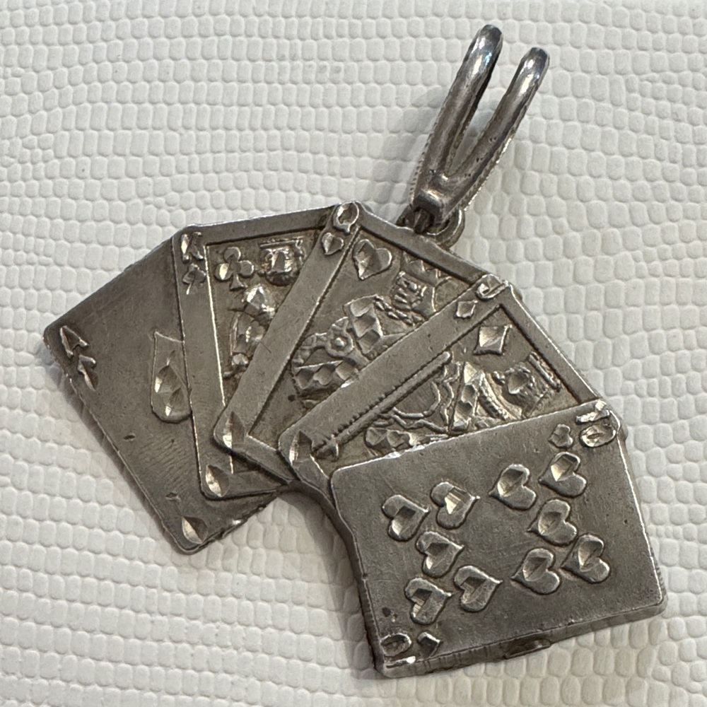 Silver BP 925 Playing Cards Straight Pendant